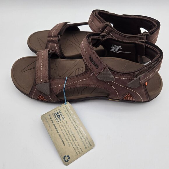 Vionic Mens Hiking Sandals Chocolate Leather Uppers US Size 13 EU 46 New W/ Box main image 5